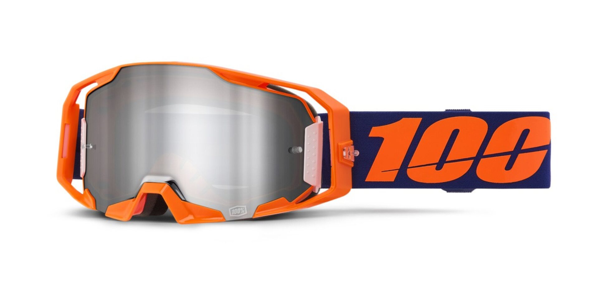 100% brýle ARMATIC neon orange, stříbrné zrcadlové plexi