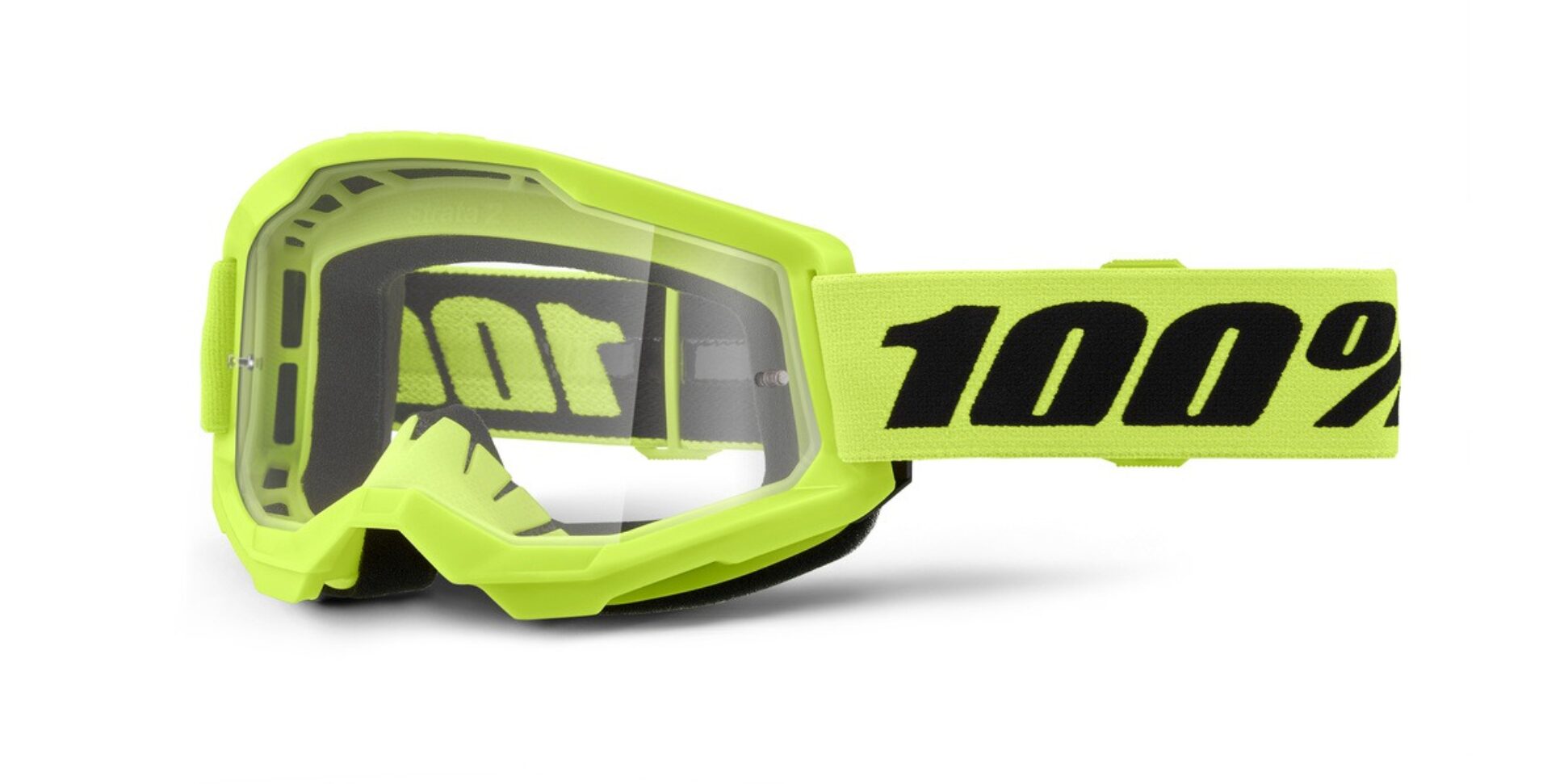 100% brýle STRATA 2 NEW neon žluté, čiré plexi