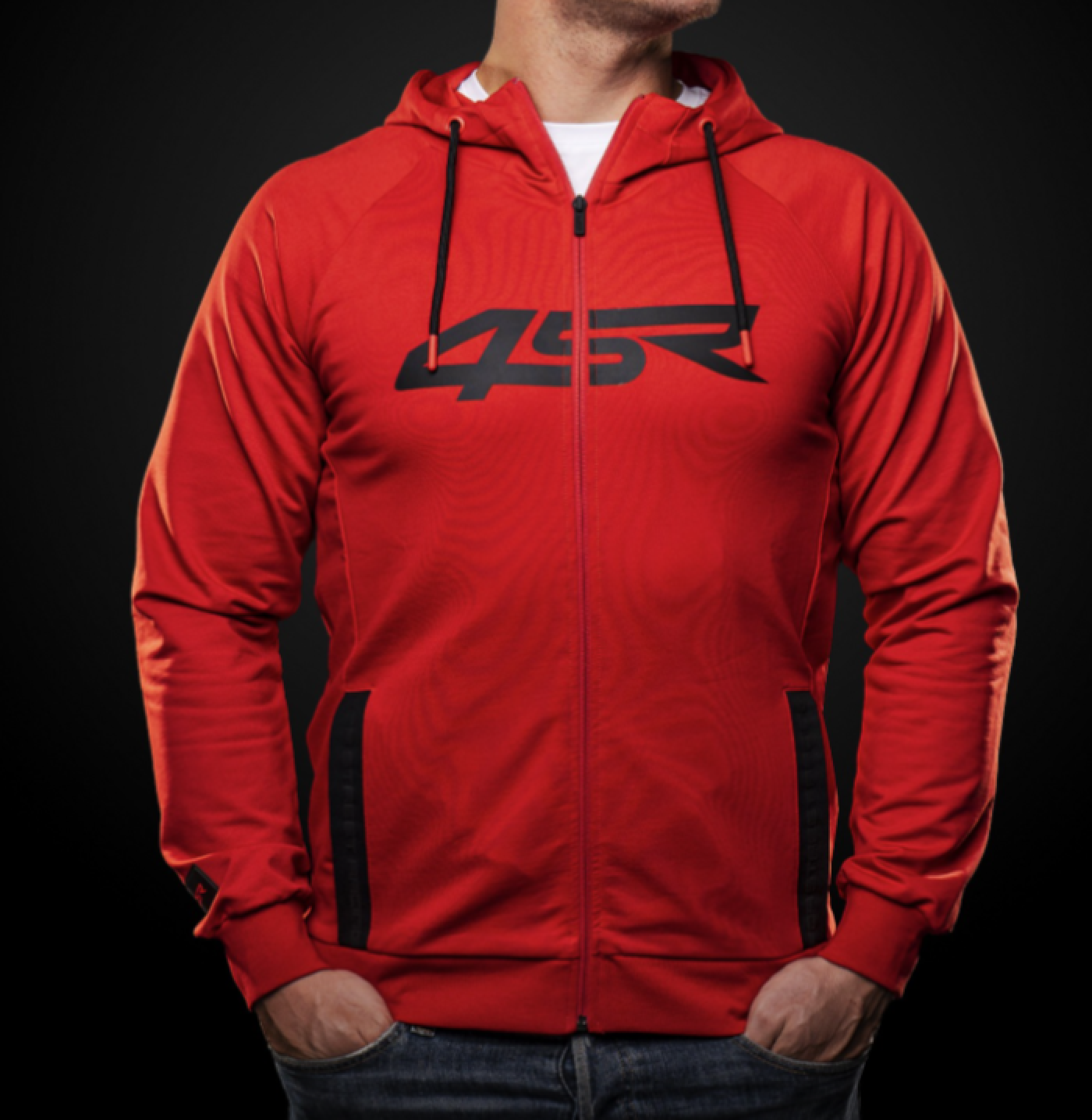 4SR Mikina S Kapucí Logo Zip Červená