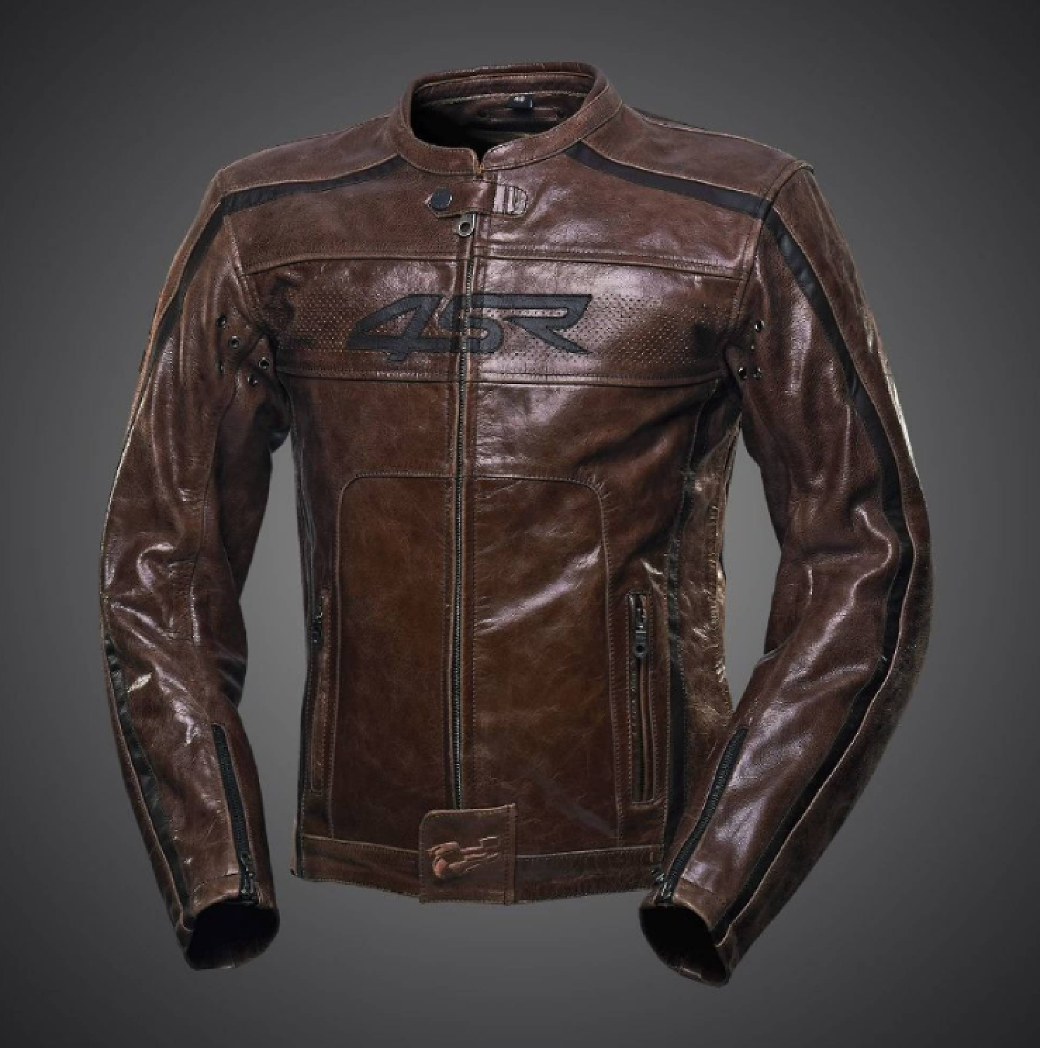 4SR Kožená Bunda Bobber Cafe Hnědá