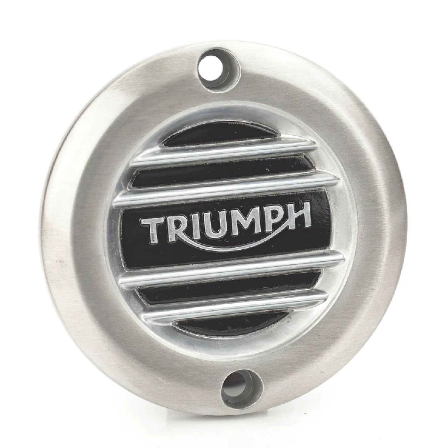 Triumph okrasné víčko spojky broušené Brushed Clutch Badge Ribbed