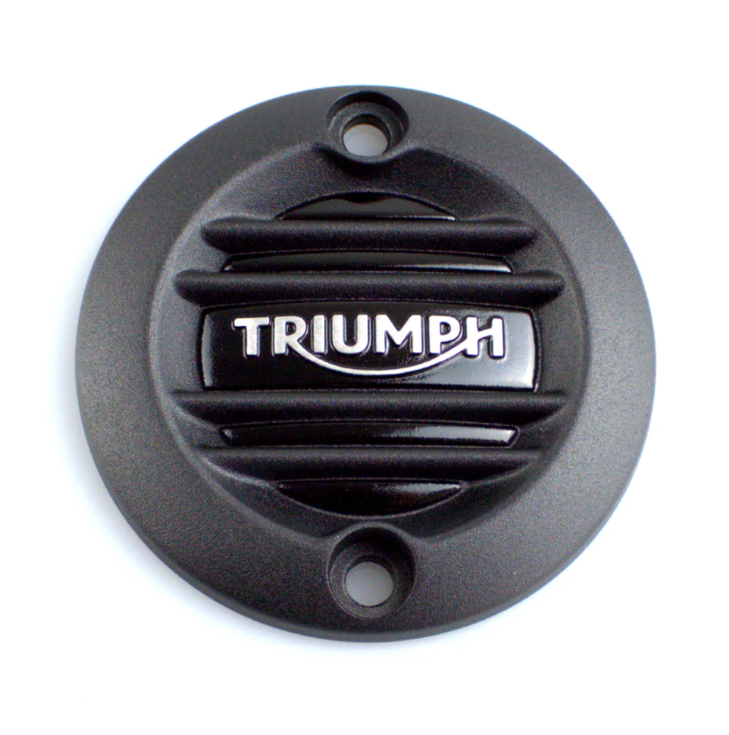 Triumph okrasné víčko alternátoru černé Black ACG Badge Ribbed