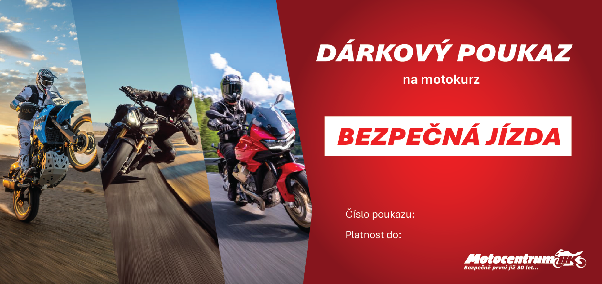 Poukaz/přihláška na motokurz Bezpečná jízda