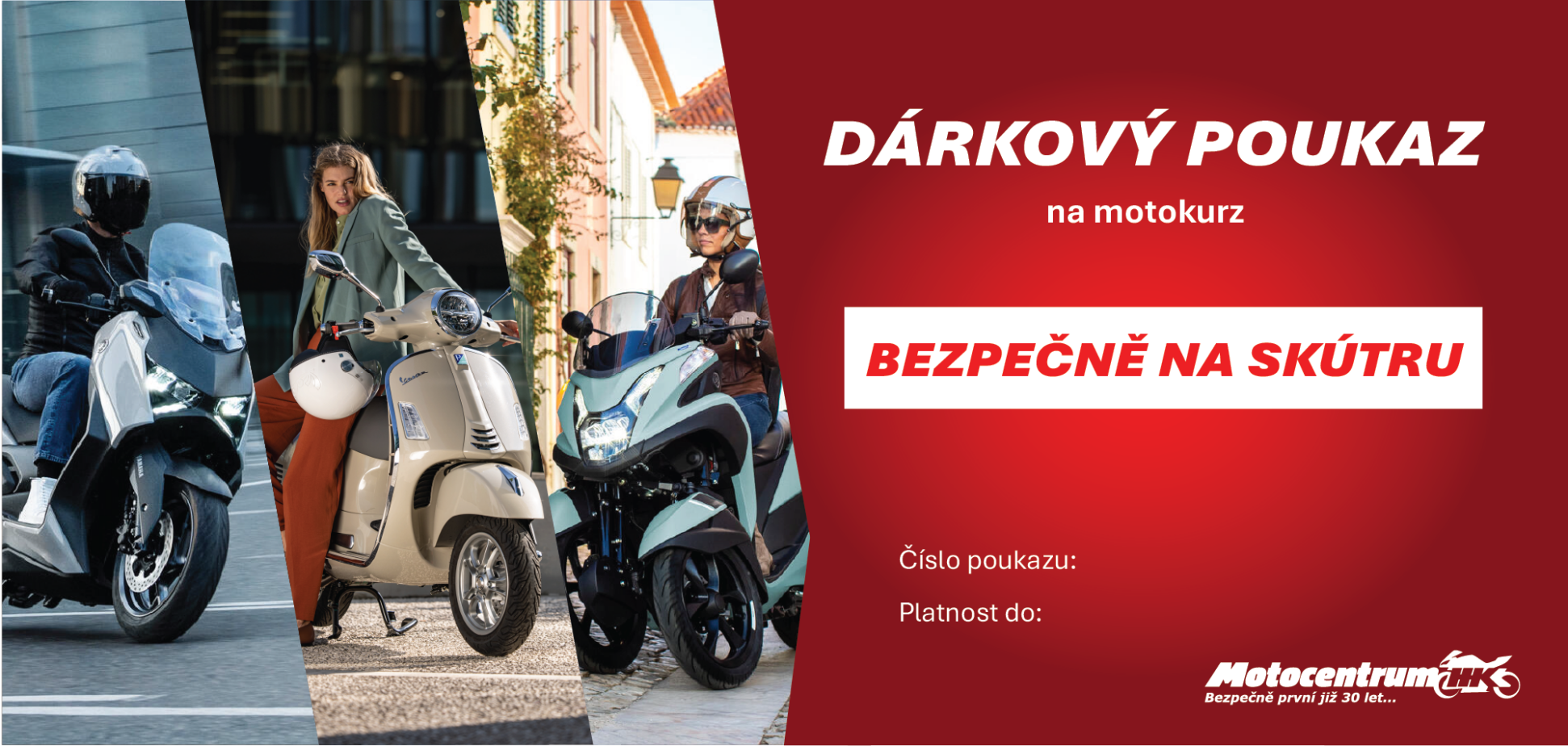 Poukaz/přihláška na motokurz Bezpečně na skútru